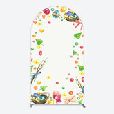 Lofaris Colorful Eggs Hearts Leaves Easter Arch Backdrop